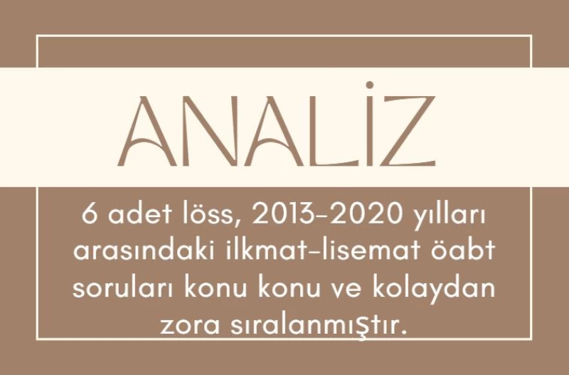 ANALİZ(2013'den 2020'ye ilk-lise mat öabt konu konu ayrılmış)